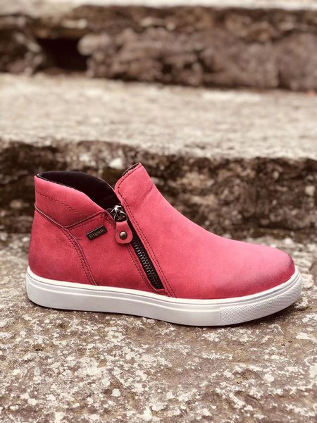 

Simple Casual Side Zippered Ankle Boots, Red, Boots