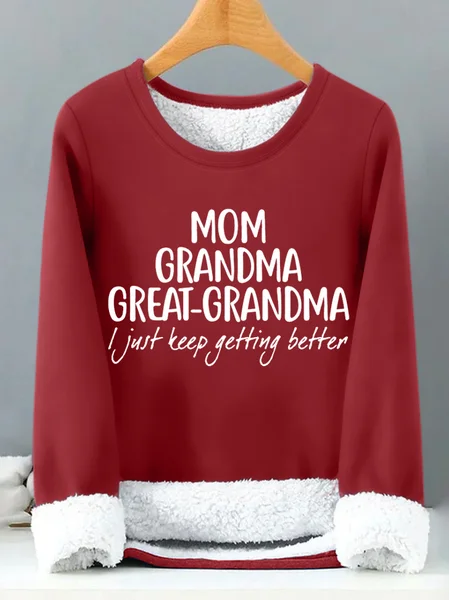 

Gift For Great-Grandma Mom Grandma Great-Grandma Womens Warmth Fleece Sweatshirt, Red, Hoodies&Sweatshirts