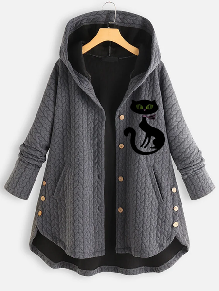 

Casual Hoodie Loose Other Coat, Deep gray, Coats
