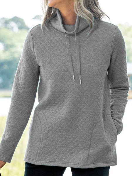 

Plain Casual Turtleneck Loose Sweatshirt, Gray, Sweatshirts & Hoodies