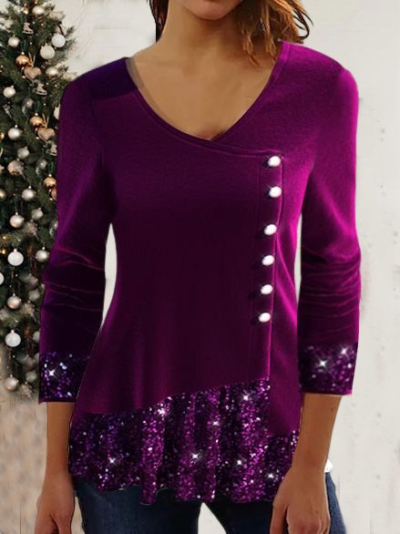 

Silk Fabrics Glitter Urban Top, Purple, Tops