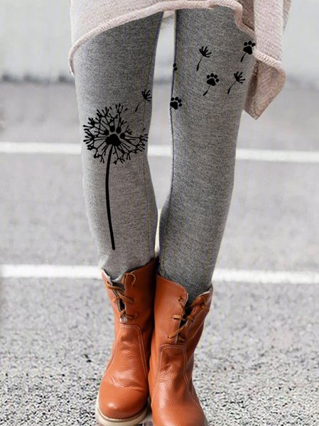 

Women's Paw Cat Print Casual Leggings, Gray, Leggings