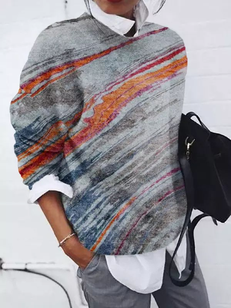

Regular Fit Casual Geometric Crew Neck Sweatshirt, Multicolor, Sweatshirts & Hoodies