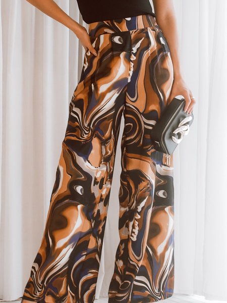 

Boho Ombre Loose Casual Wide leg pants, Brown, Pants
