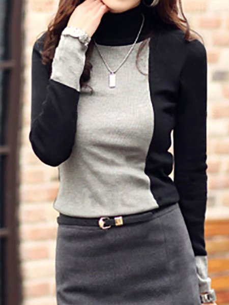 

Casual Color Block T-Shirt, Black, T-Shirts