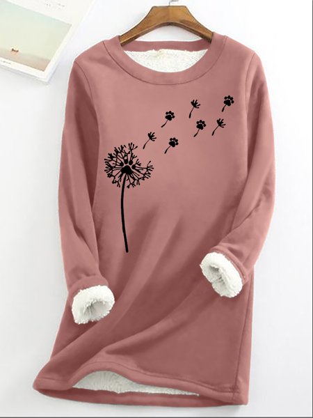 

Women's Casual Flower Cat Crew Neck Sweatshirt, Pink, Hoodies&Sweatshirts