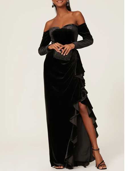 

Elegant Regular Fit Dress & Party Dress, Black, Maxi Dresses