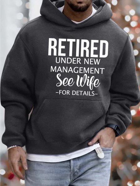 

Men’s Retired Under New Management See Wife For Details Text Letters Hoodie Casual Sweatshirt, Deep gray, Hoodies&Sweatshirts