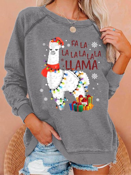 

Fa La La La Christmas Llama Women's Sweatshirt, Gray, Hoodies&Sweatshirts