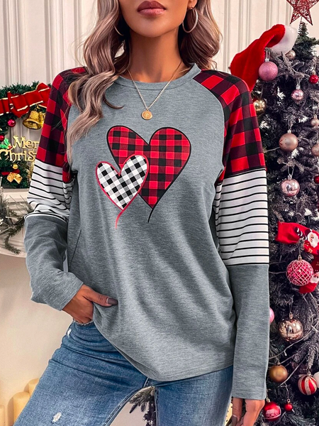 

Casual Crew Neck Loose Color Block T-Shirt, Multicolor, Tops