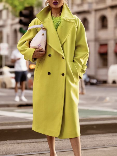 

Elegant Loose Plain Long Sleeve Overcoat, As picture, Coats