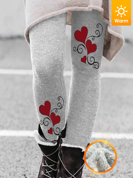 

Women's Simple Heart Leggings, Gray, Leggings