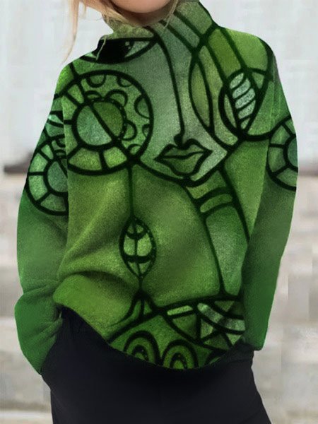 

Vintage Long Sleeve Turtleneck Top, Green, Pullovers