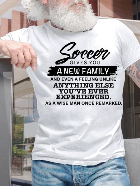 

Mens Funny Soccer Shirt Soccer Gives You A New Family T-Shirt, White, T-shirts