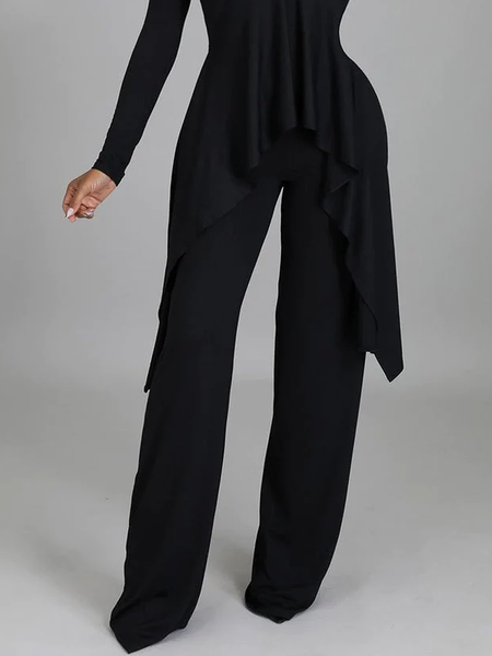 

High Elasticity Plain Regular Fit Urban Fashion Long Pants, Black, Pants