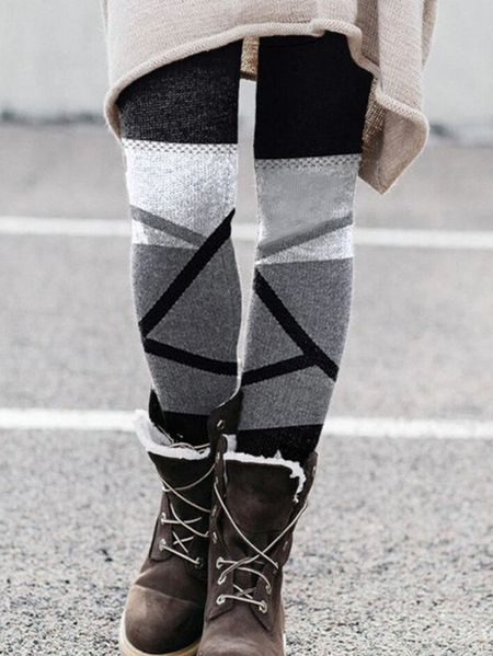 

Women's Simple Regular Fit Geometric Leggings, Gray, Leggings