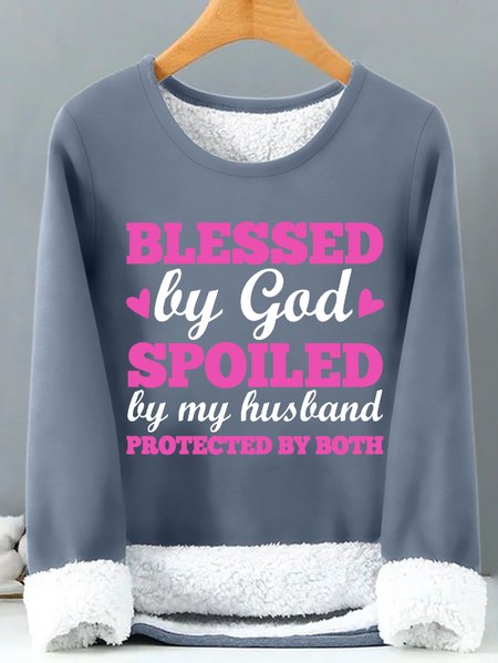 

Women's Blessed by God spoiled by my husband protected by both Simple Sweatshirt, Blue, Hoodies&Sweatshirts
