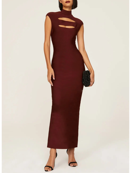 

Plain Elegant Sleeveless Dress & Party Dress, Deep red, Maxi Dresses