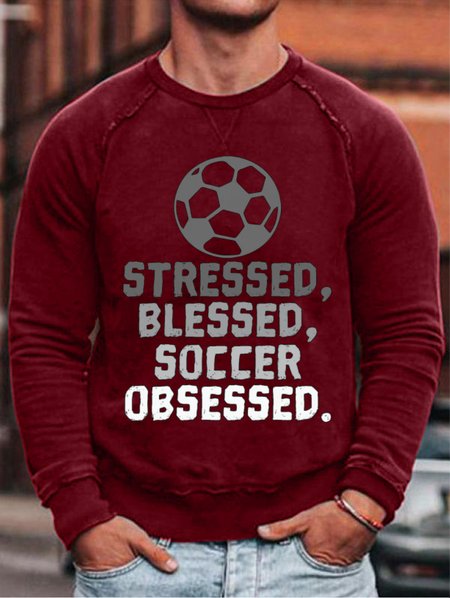 

Stressed Blessed Soccer Obsessed Mens Sweatshirt, Red, Hoodies&Sweatshirts