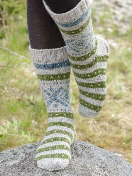 

Ethnic Casual Over the Calf Socks, Green, Socks