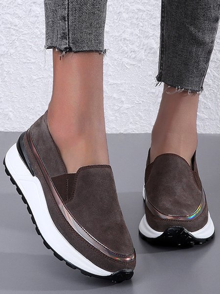 

Stylish Patchwork Soft Sole Lightweight Sneakers, Coffee, Sneakers