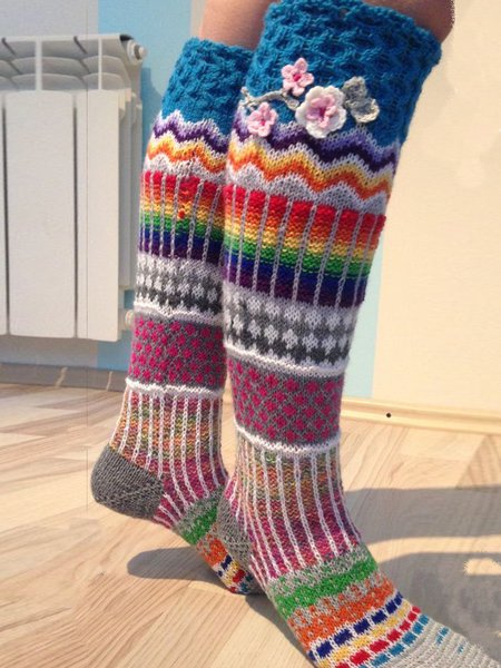 

Multicolor Over the Calf Socks, Socks