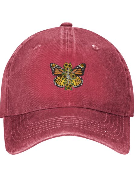 

Yellow Butterfly Animal Graphic Adjustable Hat, Red, Hats