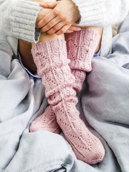 

Casual Plain Over the Calf Socks, Pink, Socks
