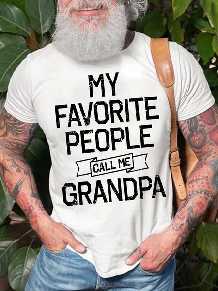 

Men's My Favorite People Call Me Grandpa Funny Graphic Print, White, T-shirts