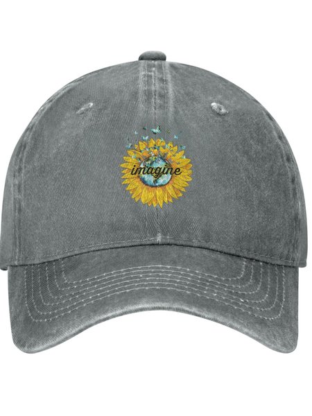 

Imagine Sunflower Plant Graphic Adjustable Hat, Gray, Hats