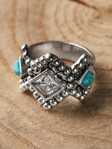 

Ethnic Vintage Silver Diamond Beaded Ring Boho Jewelry, Rings