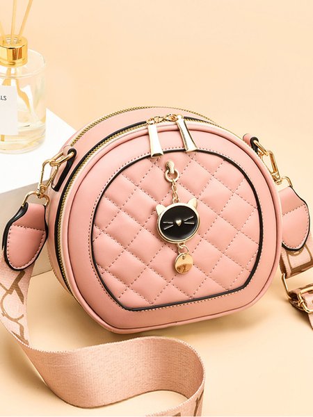 

Cat Zip One Shoulder Crossbody Bag, Pink, Women's Bags