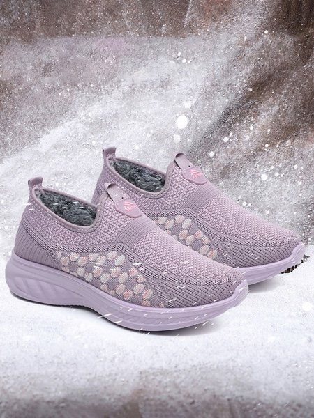 

Plush Warm Lightweight Non-Slip Lace-Up Sneakers, Purple, Sneakers