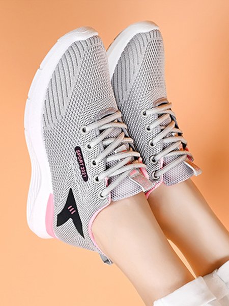 

Lightweight Breathable Lace-Up Sneakers, Gray, Sneakers