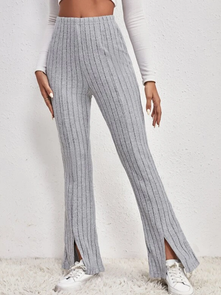 

Casual Plain Loose Casual Pants, Gray, Pants