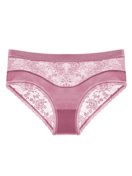 

Sexy Lace Satin Low Waist Briefs Plus Size, Brick red, Panties