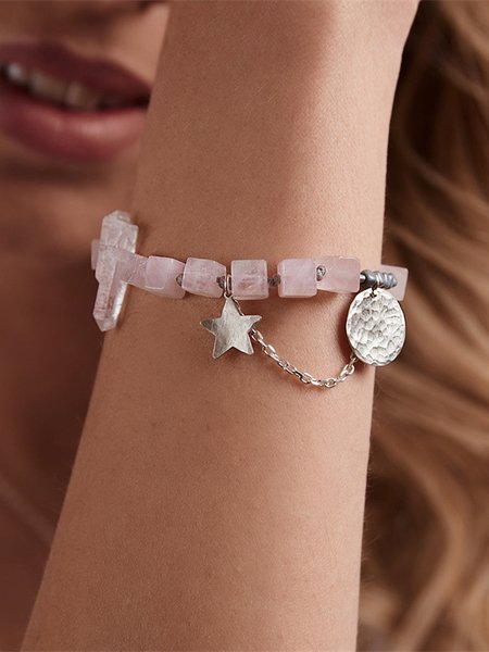 

Everyday Natural Irregular Crystal Beaded Star Bracelet Ethnic Wind Bohemian Jewelry, Pink, Bracelets