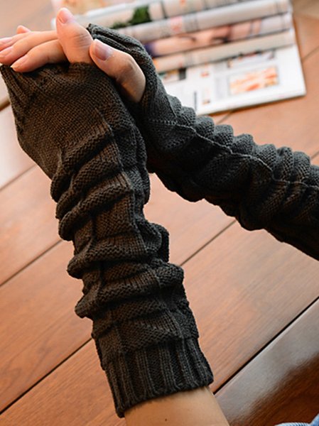 

Everyday Casual Solid Cotton Knit Long Half Finger Gloves Sleeves Accessories, Black, Women Gloves