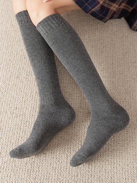 

Plain Cotton Tall Socks Over the Knee Stockings Commuter Apparel Accessories, Gray, Socks