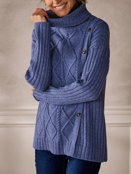 

Casual Loose Wool/Knitting Sweater, Blue, Sweaters