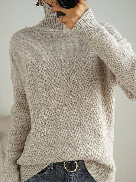 

Casual Turtleneck Wool/Knitting Sweater, Apricot, Sweaters & Cardigans