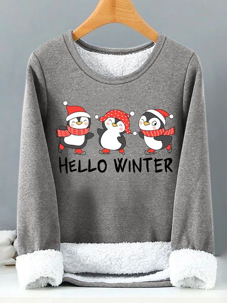 

Lilicloth X Manikvskhan Hello Winter With Penguins Womens Warmth Fleece Sweatshirt, Gray, Hoodies&Sweatshirts