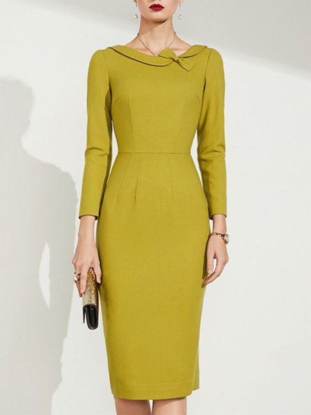 

Elegant Crew Neck Long sleeve No Elasticity Polyester Dress, Aqua, Midi Dresses