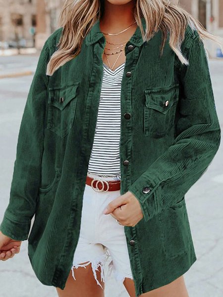 

Casual Shawl Collar Loose Buttoned Jacket, Green, Jackets