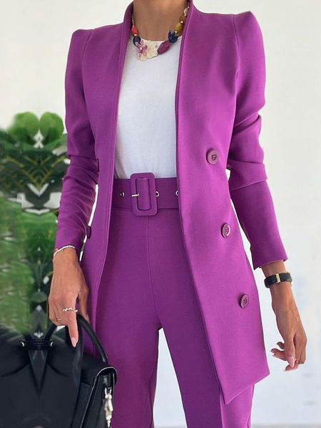 

Regular Fit V Neck Long sleeve Urban Blazer, Purple, Blazers