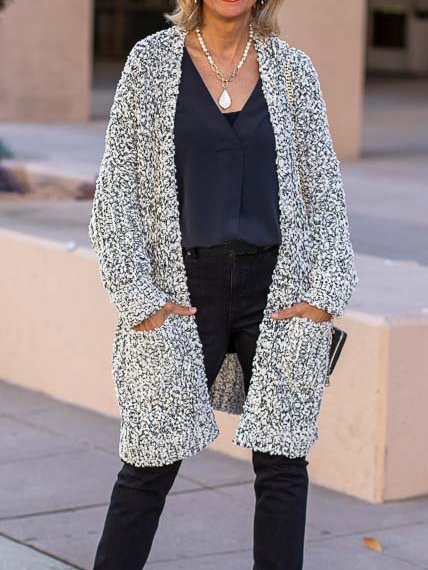 

Loose Others Casual Wool/Knitting Sweater Coat, Gray, Cardigans
