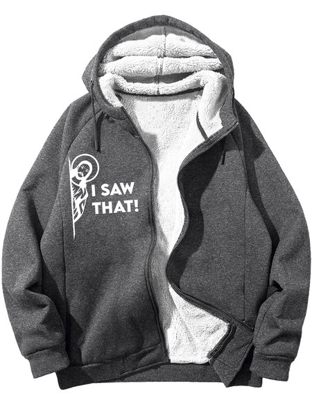 

Men's I Saw That Religion Faith Funny Graphic Print Hoodie Zip Up Sweatshirt Warm Jacket With Fifties Fleece, Deep gray, Hoodies&Sweatshirts