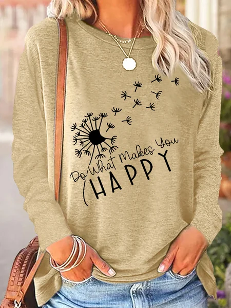 

Women's Do What Makes You Happy Casual Top, Apricot, Long sleeves
