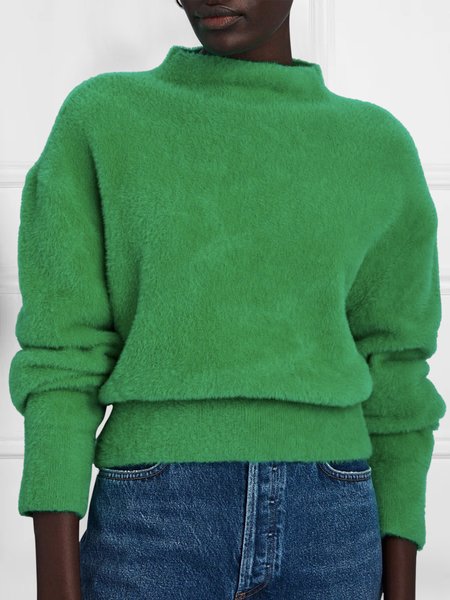 

Loose Half Turtleneck Plain Casual Sweater, Green, Sweaters