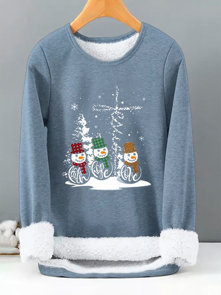 

Women Loose Christmas Snowman Casual Crew Neck Thicken Sweatshirt, Blue, Sweatshirts & Hoodies